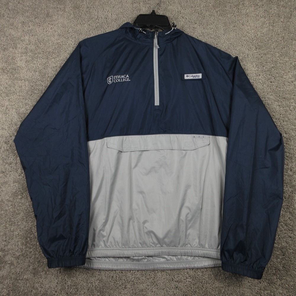 Ithaca College Bombers Jacket Mens XL Blue Columbia PFG‎ Anorak Windbreaker Zip